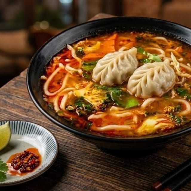 Maggi Dumpling Thupka.